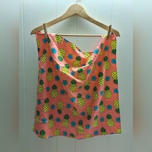 Sourpuss Pineapple/flower Print Pink Scarf